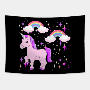 Cute Unicorn Rainbow Cloud Tapestry