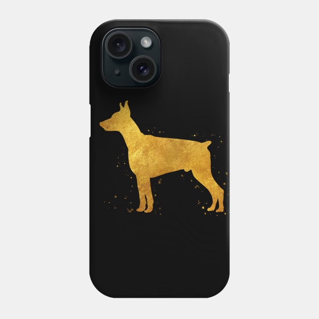 Doberman Pinscher golden art Phone Case by Yahya Art