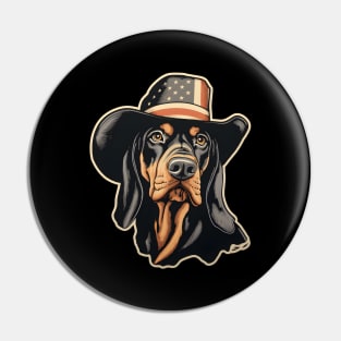 Patriotic Black and Tan Coonhound Pin