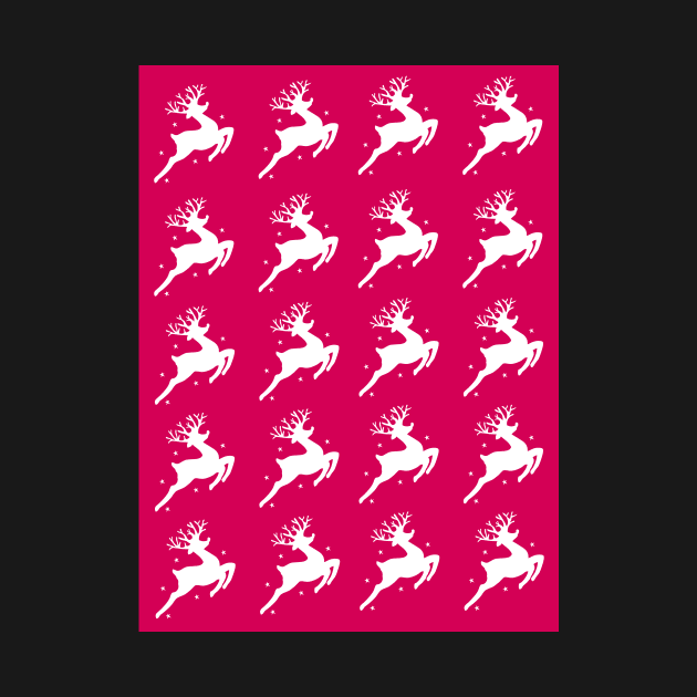 Magical christmas reindeer regular pink pattern by Baobabprintstore