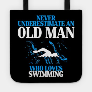 old man who love swimming Tote