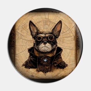 French Bulldog Surreal Steampunk Artwork, Dog Lover Pin