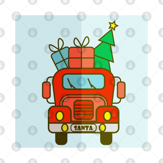 Red Christmas truck front view Merry Christmas by Cute-Design