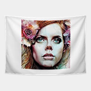 Face of  Amy with flowers Tapestry