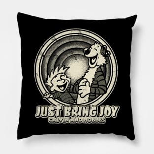 Drawing retro Vintage 80s and 90s Calvin and Hobbes Just Bring Joy Pillow