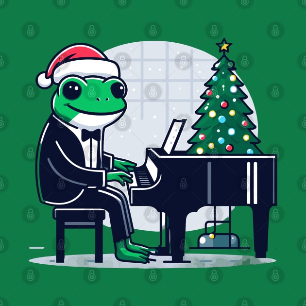 Frog Playing Piano Christmas by Graceful Designs