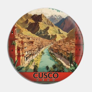 Cusco Peru Tourism Vintage Poster 2 Pin