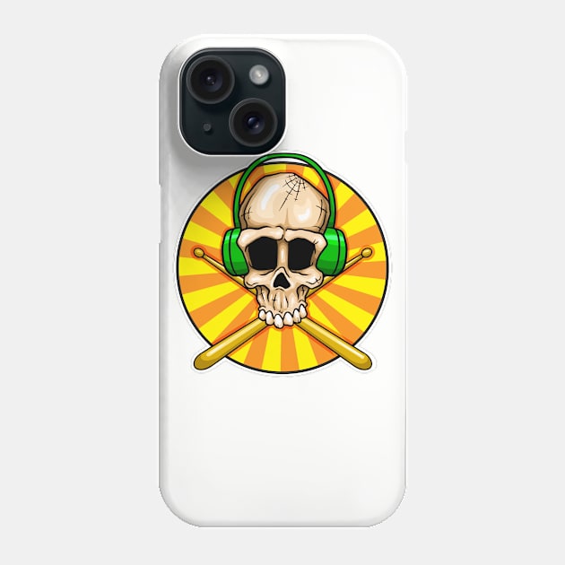 Drummer Skull Phone Case by Laughin' Bones