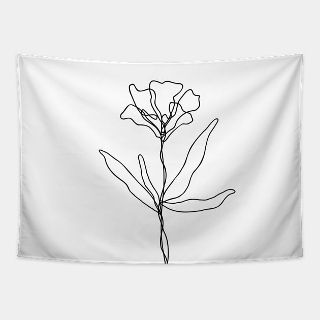 Wildflower Line Art | Floral Botanical Minimalist Lineart Tapestry by RachelFCreative