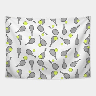 Tennis Seamless Pattern - Racket and Ball on White Background Tapestry