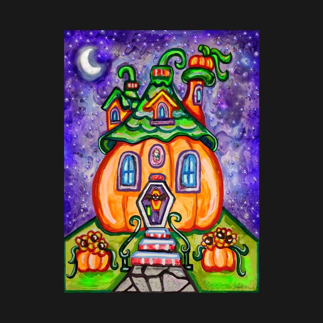 Whimsical Halloween Pumpkin House by Art by Deborah Camp