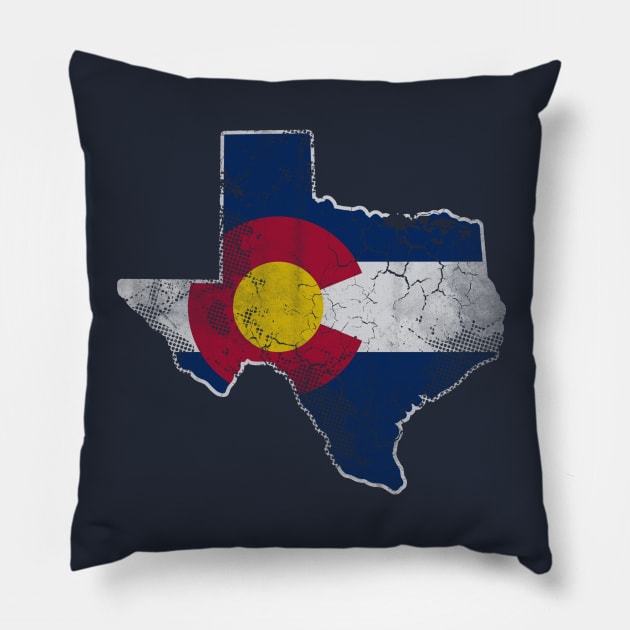 Texas Map Colorado Flag Family Home Vacation Love Pillow by E
