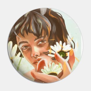 girl with flowers Pin