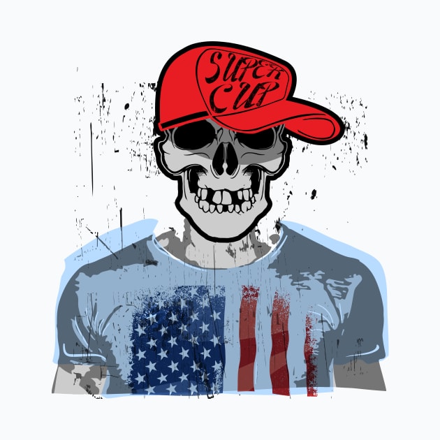 Best Skull T Shirt American Flag tee shirts Gifts by MIRgallery