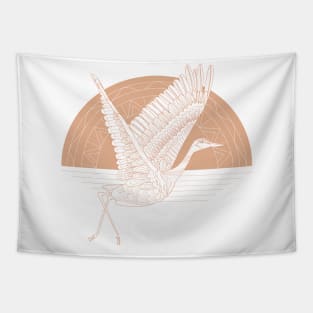 Peachy Crane Tapestry