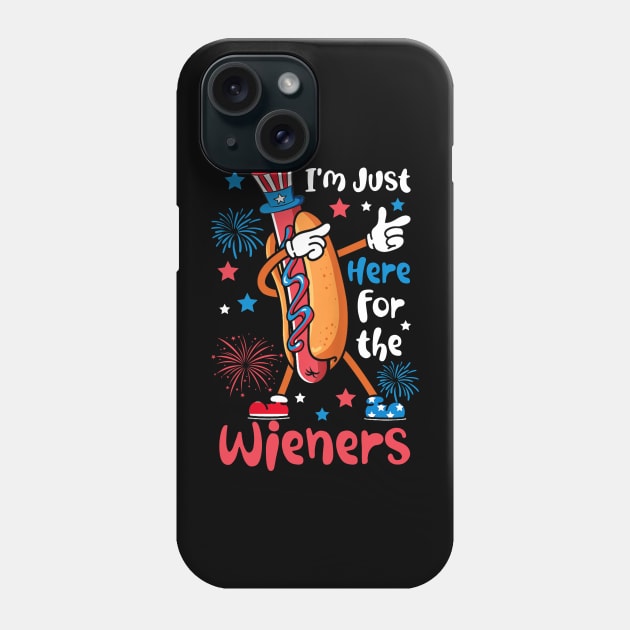 I'm Just Here For The Wieners Funny 4Th Of July Fireworks Phone Case by Sky at night