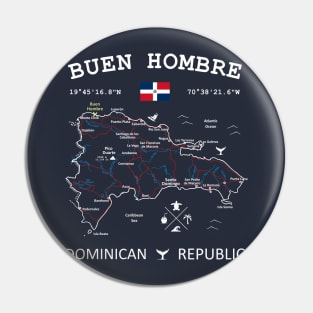 Buen Hombre Dominican Republic Flag Travel Map Coordinates GPS Pin