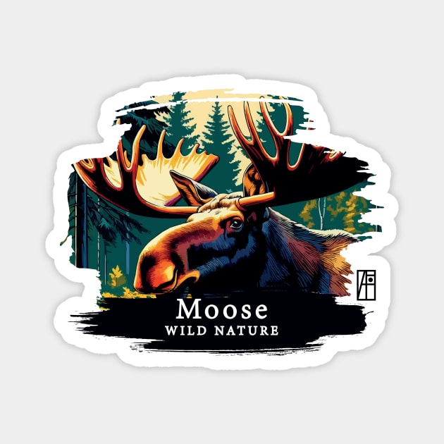 Moose- WILD NATURE - MOSE -8 Magnet by ArtProjectShop