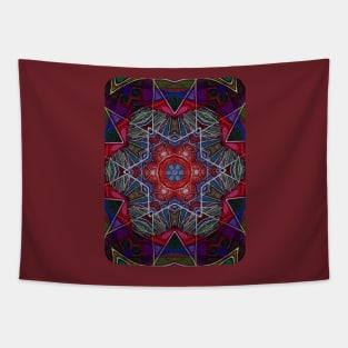 Psychedelic Kaleidoscopic Multi-Color Mandala Number 7 Tapestry