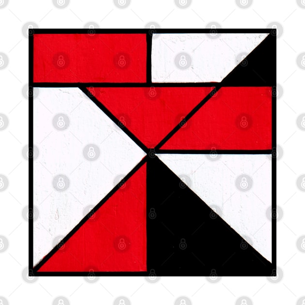 Red, Black, and White Geometric Abstract Acrylic Painting by abstractartalex