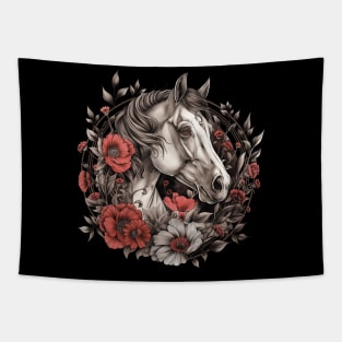 Floral Horse Design Tapestry