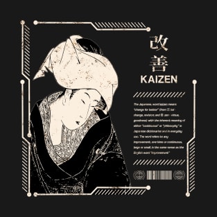 Kaizen Kanji Symbol Japanese Geisha Calligraphy Retro 80s Aesthetic 635 T-Shirt