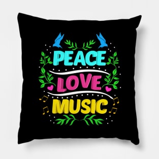 Cute Peace Love Music Hippie Hipster Festival Pillow