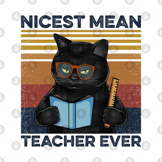 Teacher Cat Nices Mean Teacher Ever by Sunset beach lover