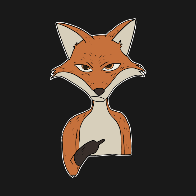 Grumpy Fox Holding Middle Finger by Mesyo