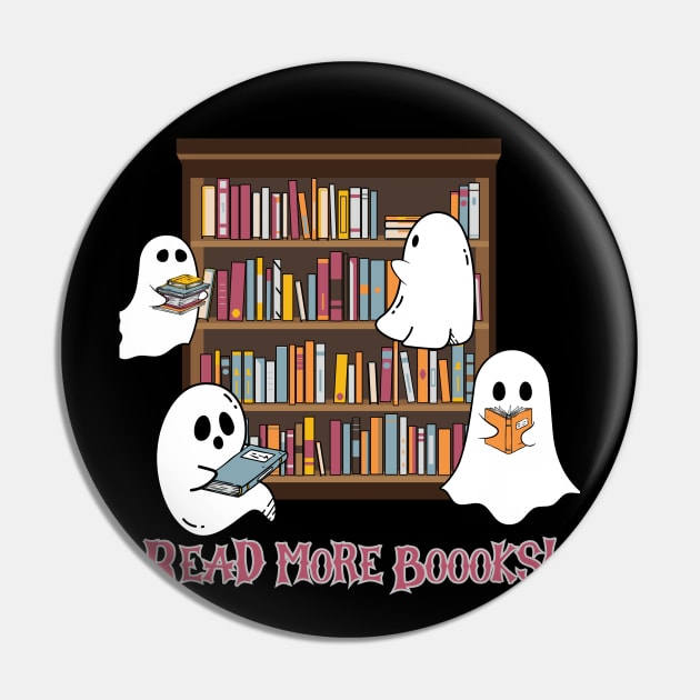 Ghost Read More Boooks, Teacher Halloween Shirt, Halloween Shirt, Ghost Reading Shirt, Gift for Halloween, Spooky Season, Funny Halloween Shirt Pin by HoosierDaddy