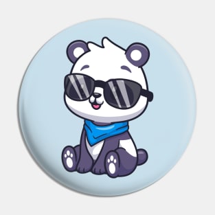 Cute Panda Sitting Wearing Glasses Cartoon Pin