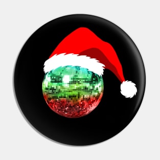 Red and Green Santa Christmas Disco Ball Pin