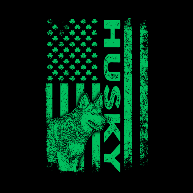 Irish Sibe Husky Dog American Ireland Flag St Patrick Day by dashawncannonuzf