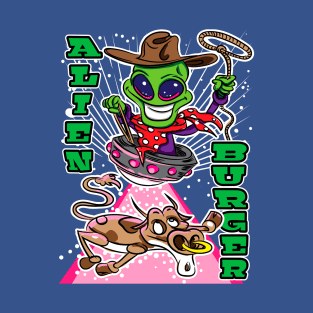 Alien Burger Alien Abduction Cow T-Shirt