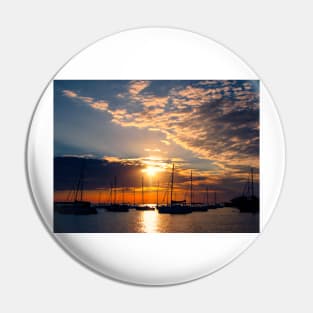 Sailing Boats at Sunset Pin