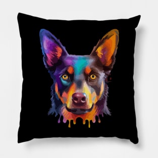 Australian Kelpie Dog Watercolor Pillow