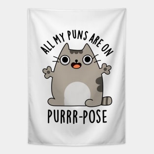 All My Puns Are On Purrr-pose Cute Cat Pun Tapestry