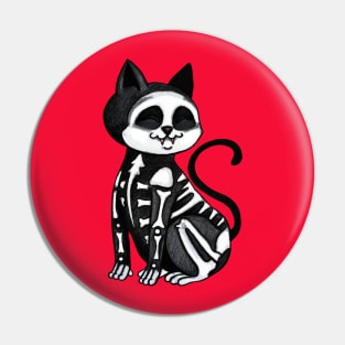 Scheleton costumed cat Pin