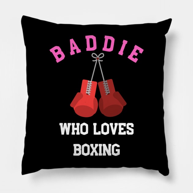 baddie who loves boxing dark Pillow by CoffeeBeforeBoxing