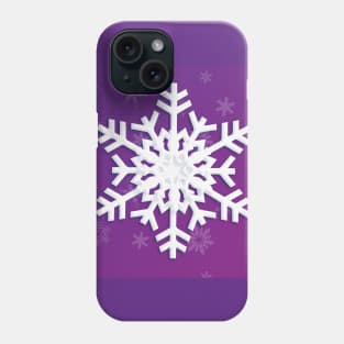 Snowflake Winter Holiday Christmas Decoration. White Snowflake on purple background. Phone Case