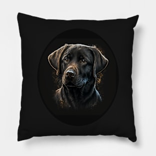 Black Labrador on Black Backgound Pillow