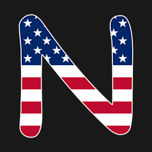 Letter N Capital Alphabet N American Flag T-Shirt