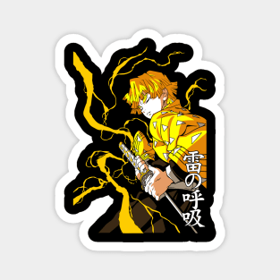 Yellow Lightning Warrior Boy with Thunder Blade | Fan Art Tribute to Shy but Powerful Anime Swordsman Magnet