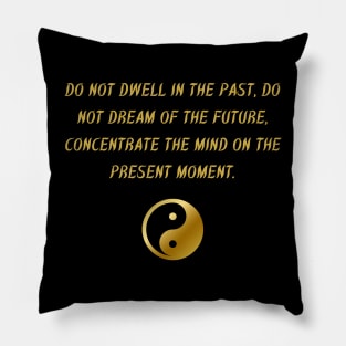 Do Not Dwell In The Past. Do Not Dream of The Future, Concentrate The Mind On The Present Moment. Pillow