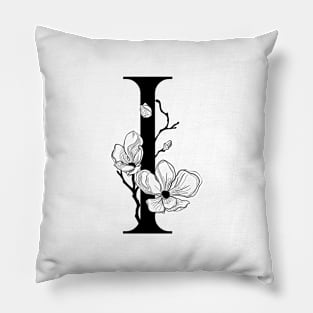 Letter I Monogram - Floral Initial Pillow