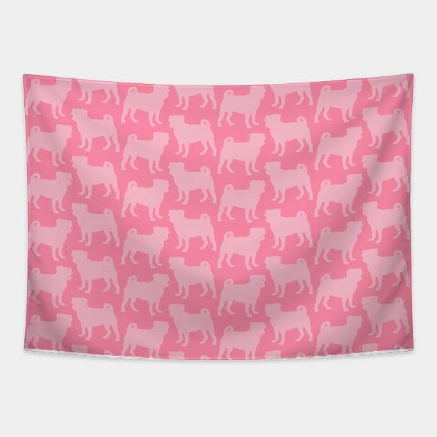 Pink Pug Pattern Tapestry by XOOXOO