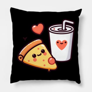 Cute Kawaii Pizza and Cola with Hearts | Pizza Party | Pizza Slice and Chill Pillow