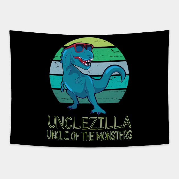 Unclezilla Uncle Of The Monsters Happy Father Day Dinosaur T-rex Saurus Lover Uncle Vintage Retro Tapestry by DainaMotteut