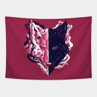 Wolf Head Smoke Design Tapestry