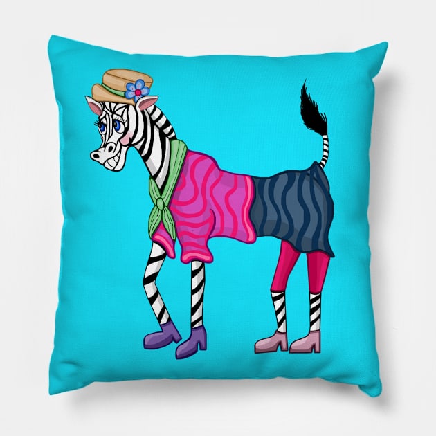 Stylish Fashionista Zebra Pillow by Art by Deborah Camp